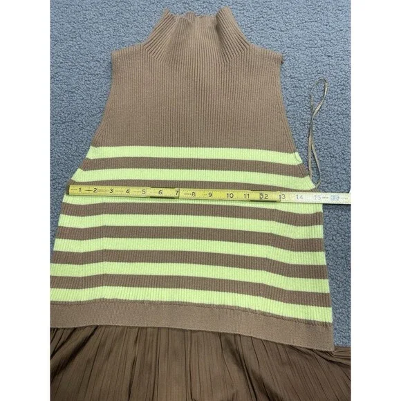 Anthropologie Sweater Dress Maxi Thea Twofer Sleeveless Brown Stripe Sz XL NWT